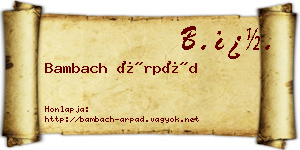 Bambach Árpád névjegykártya